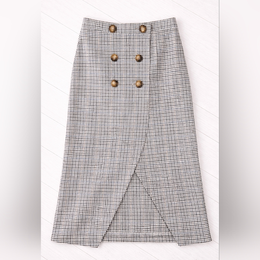 ✨️ ASOS Gray and White Pencil Skirt Asymmetrical Slit